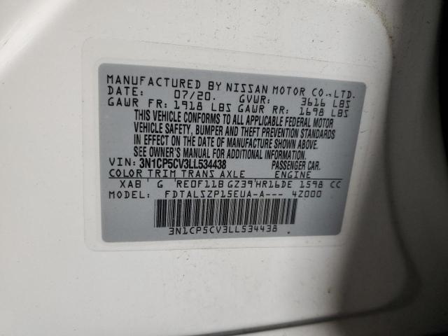 3N1CP5CV3LL534438 | 2020 NISSAN KICKS SV