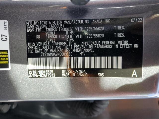 2022 LEXUS RX 450H F- 2T2YGMDA9NC089360