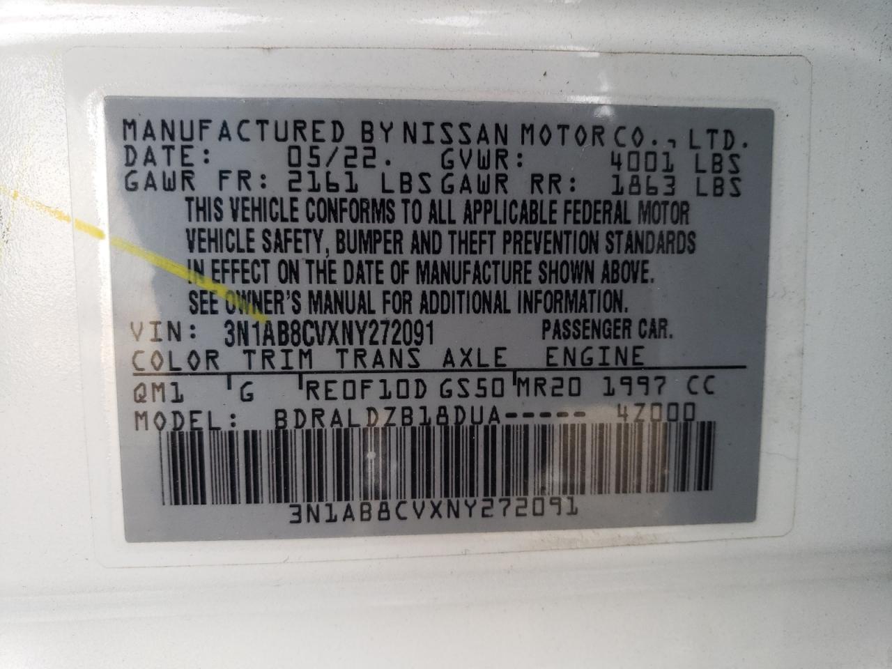 3N1AB8CVXNY272091 NISSAN SENTRA 2022
