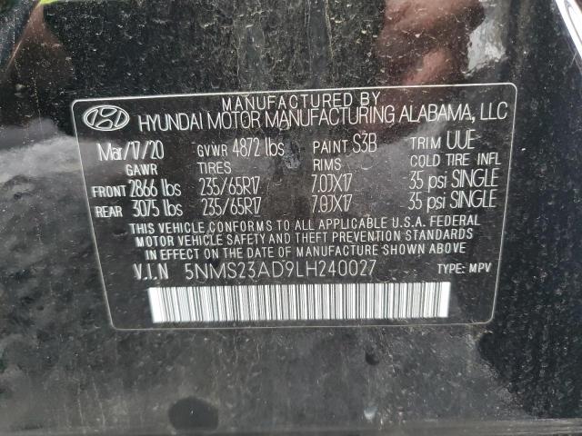 2020 Hyundai Santa Fe Se VIN: 5NMS23AD9LH240027 Lot: 82246563