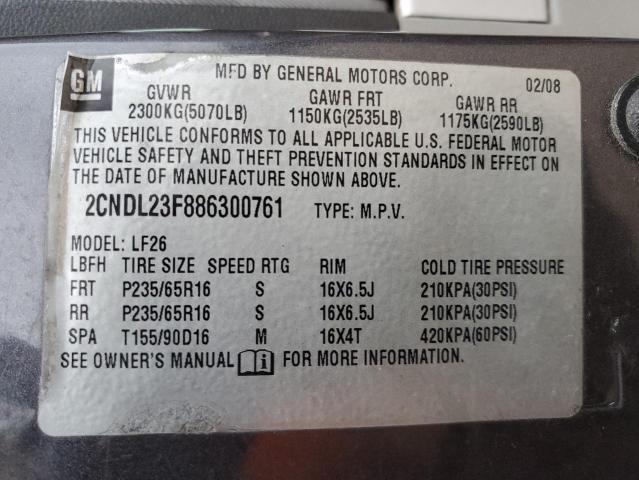 2CNDL23F886300761 2008 Chevrolet Equinox Ls