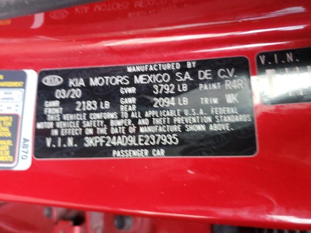 3KPF24AD9LE237935 | 2020 KIA FORTE FE