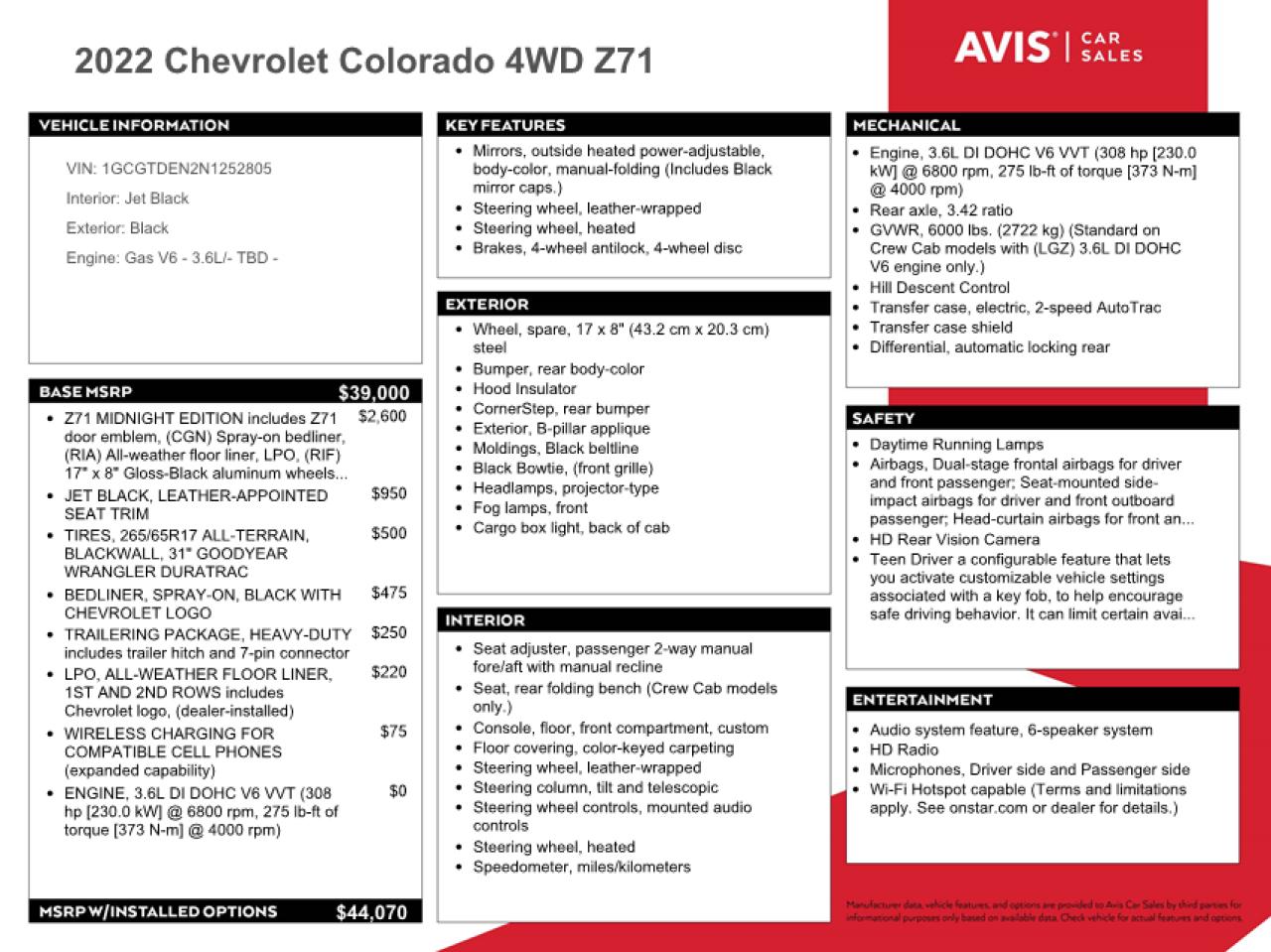 2022 Chevrolet Colorado Z71 vin: 1GCGTDEN2N1252805