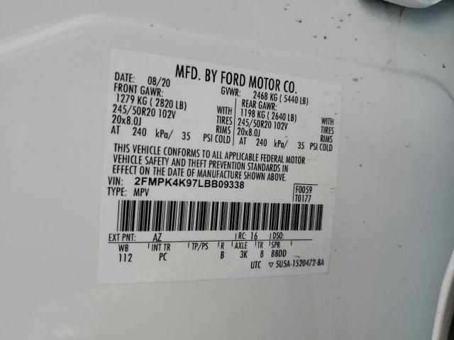 2FMPK4K97LBB09338 2020 FORD EDGE, photo no. 13