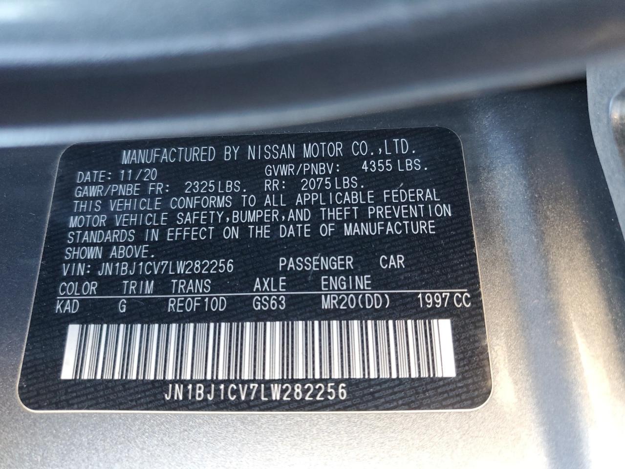 JN1BJ1CV7LW282256 NISSAN ROGUE 2020