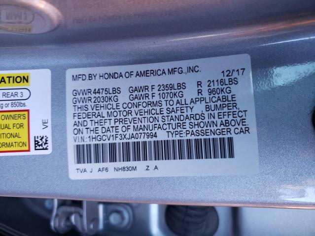 1HGCV1F3XJA077994 | 2018 HONDA ACCORD SPO