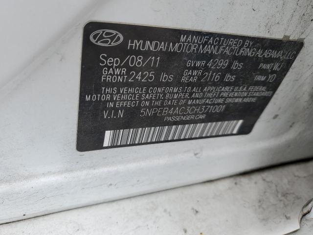 5NPEB4AC3CH371001 | 2012 Hyundai sonata gls