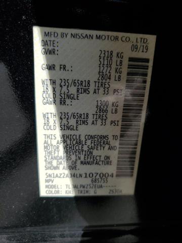 2020 NISSAN MURANO S 5N1AZ2AJ4LN107004