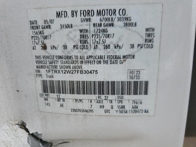 1FTRX12W27FB30475 | 2007 Ford f150