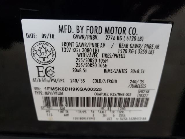 1FM5K8DH9KGA00325 | 2019 FORD EXPLORER X