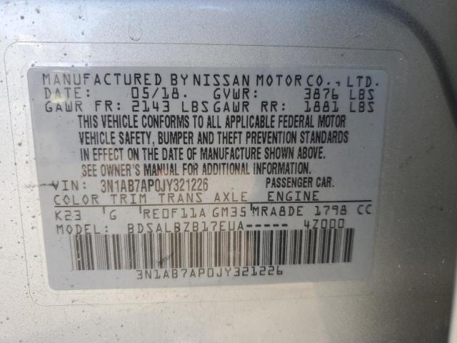 3N1AB7AP0JY321226 | 2018 NISSAN SENTRA S