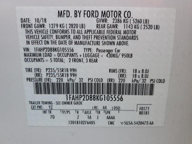 1FAHP2D88KG105556 | 2019 FORD TAURUS SE