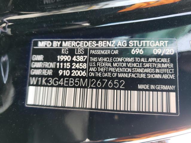 W1K3G4EB5MJ267652 | 2021 MERCEDES-BENZ A 220