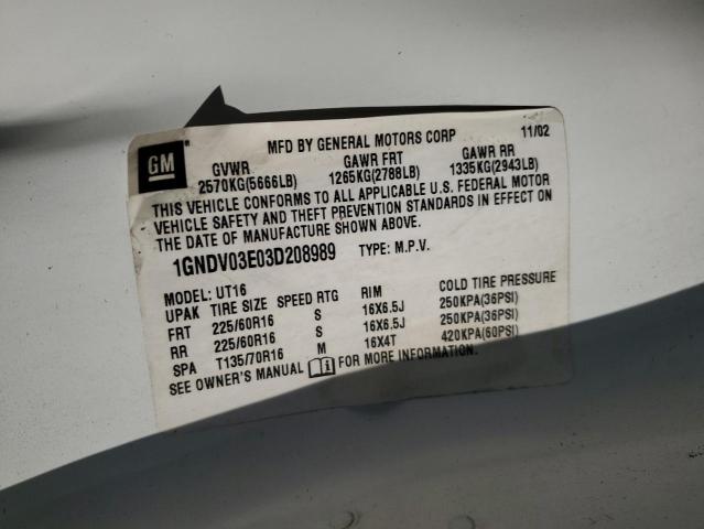 2003 Chevrolet Venture VIN: 1GNDV03E03D208989 Lot: 80465113