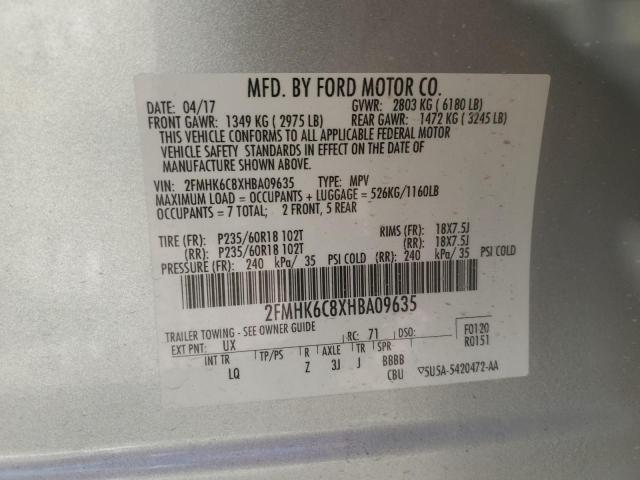 2FMHK6C8XHBA09635 | 2017 FORD FLEX SEL