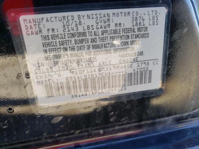 3N1AB7AP6KY244525 | 2019 NISSAN SENTRA S