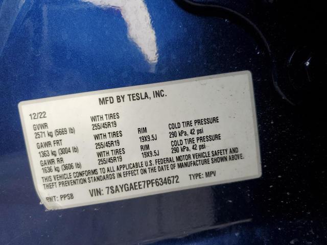 7SAYGAEE7PF634672 | 2023 Tesla model y