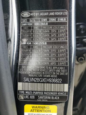 2014 Land Rover Range Rover Evoque Pure VIN: SALVN2BGXEH936822 Lot: 80076693