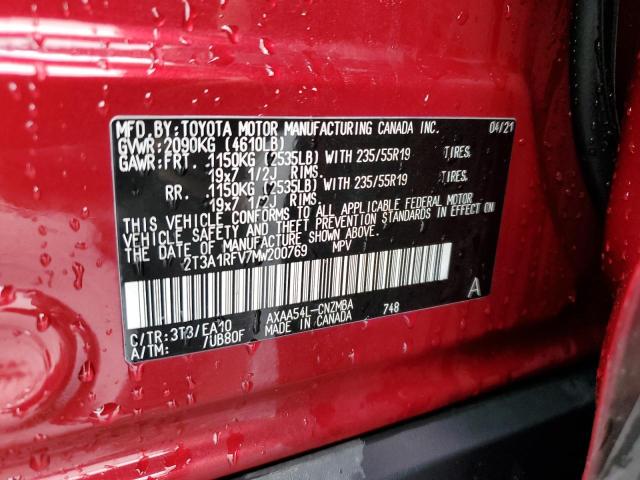 2T3A1RFV7MW200769 | 2021 TOYOTA RAV4 XLE P