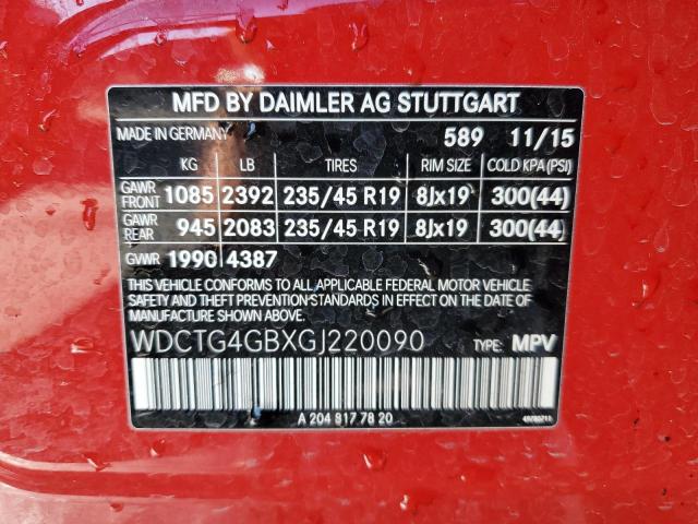 WDCTG4GBXGJ220090 | 2016 MERCEDES-BENZ GLA 250 4M