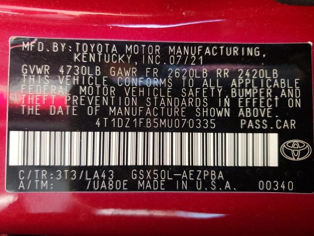 4T1DZ1FB5MU070335 | 2021 TOYOTA AVALON LIM