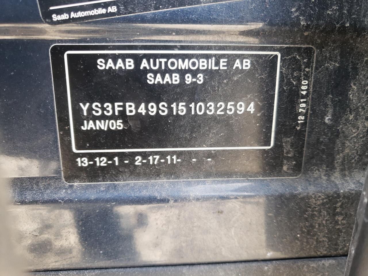 YS3FB49S151032594 2005 Saab 9-3 Linear