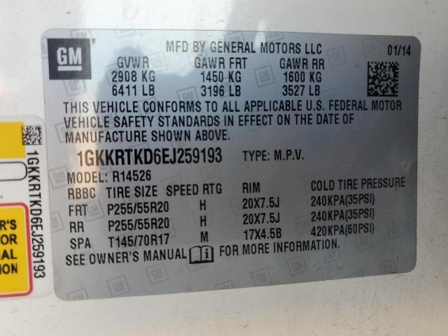 1GKKRTKD6EJ259193 | 2014 GMC ACADIA DEN