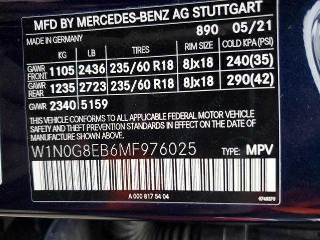 W1N0G8EB6MF976025 | 2021 MERCEDES-BENZ GLC 300 4M