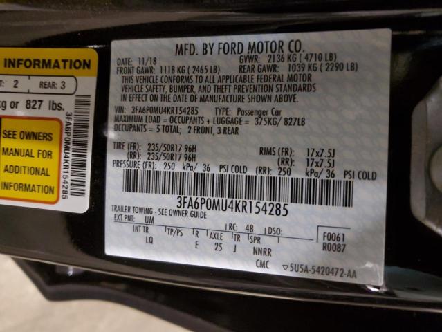 3FA6P0MU4KR154285 2019 FORD FUSION - Image 12