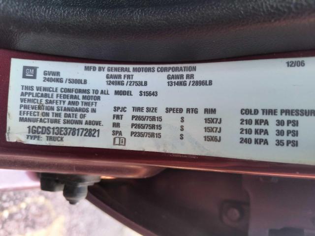 1GCDS13E378172821 | 2007 Chevrolet colorado