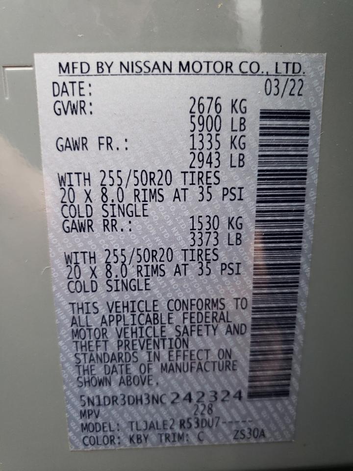 5N1DR3DH3NC242324 NISSAN PATHFINDER 2022