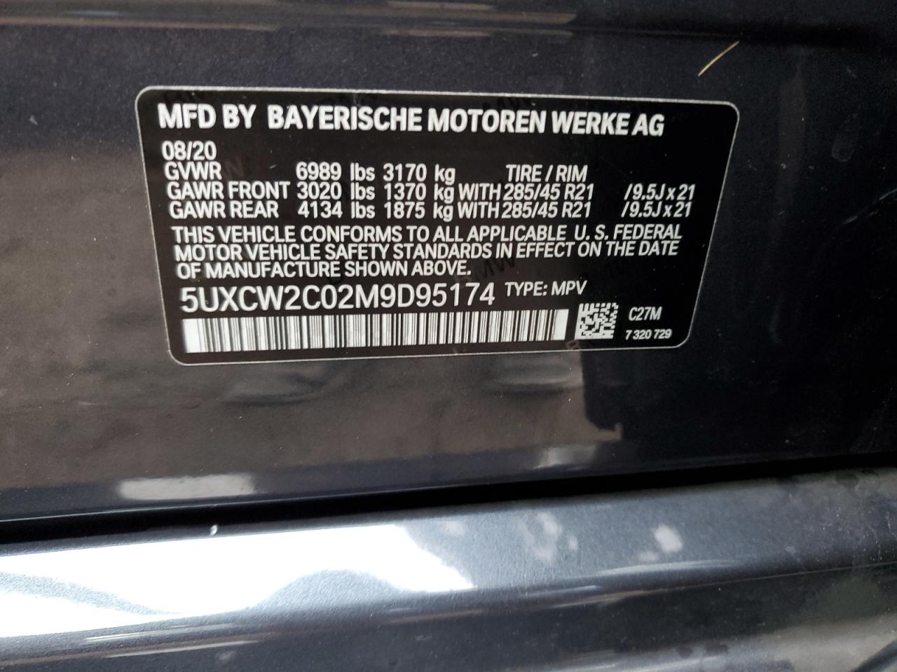 5UXCW2C02M9D95174 2021 BMW X7 xDrive40I