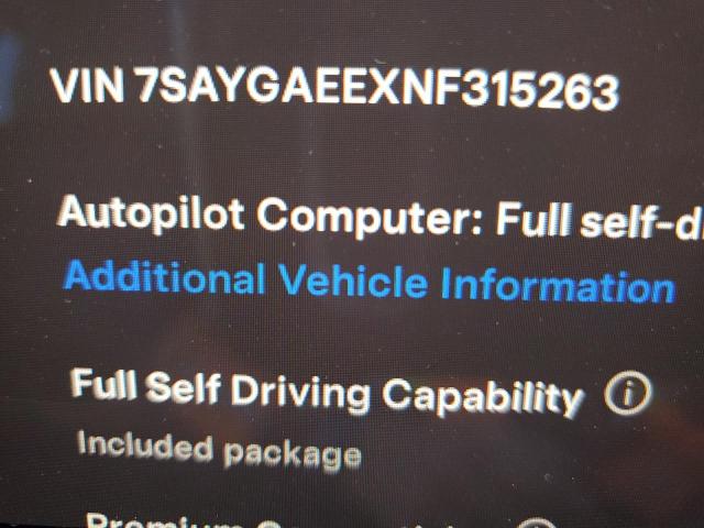 7SAYGAEEXNF315263 | 2022 Tesla model y