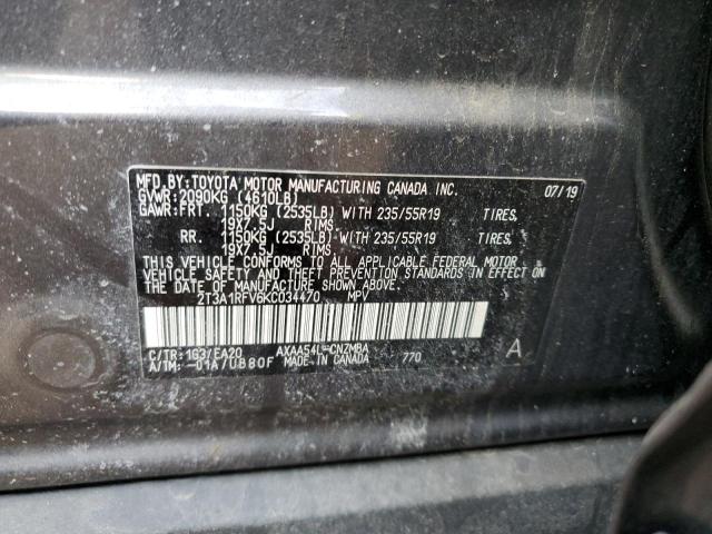 2T3A1RFV6KC034470 | 2019 TOYOTA RAV4 XLE P