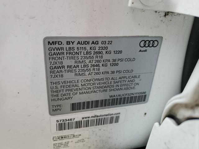 2022 Audi Q3 Premium 40 VIN: WA1AUCF32N1110586 Lot: 79305033