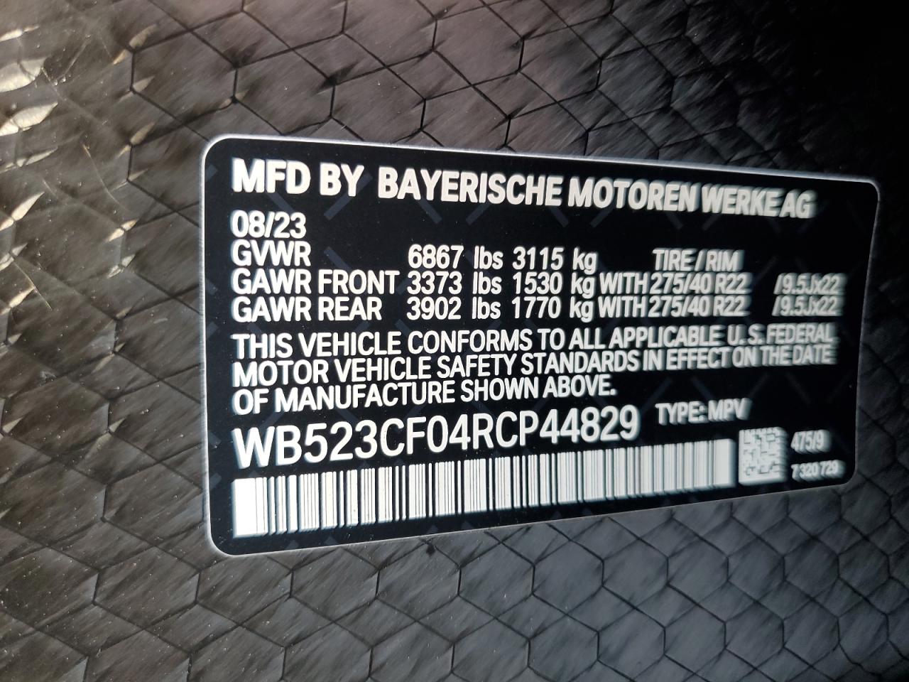 WB523CF04RCP44829 BMW IX XDRIVE5 2024