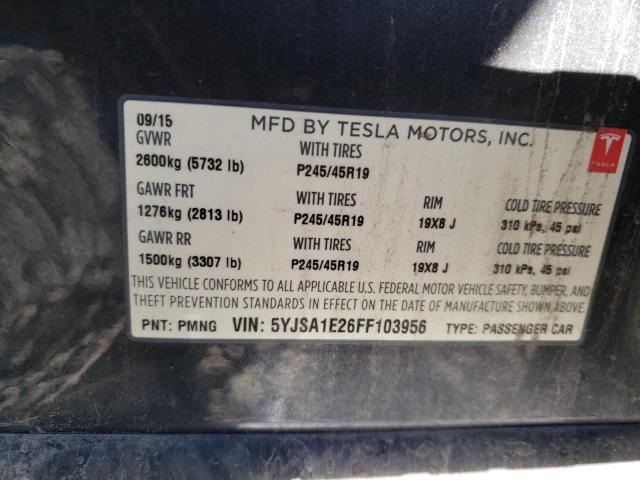 2015 Tesla Model S VIN: 5YJSA1E26FF103956 Lot: 78947093