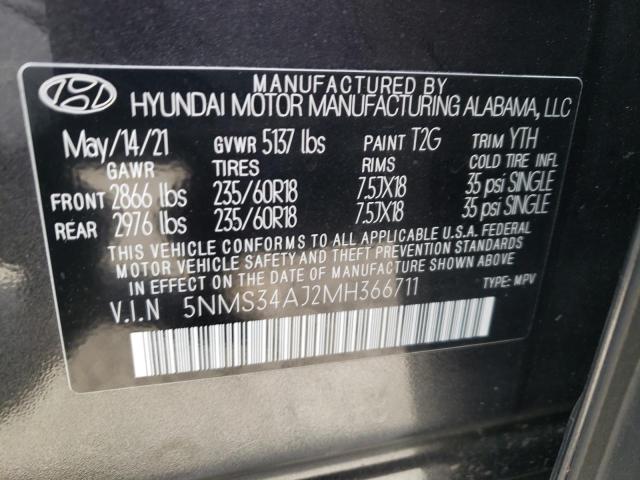 5NMS34AJ2MH366711 | 2021 HYUNDAI SANTA FE S