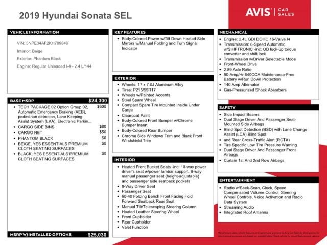 5NPE34AF2KH789846 | 2019 HYUNDAI SONATA LIM