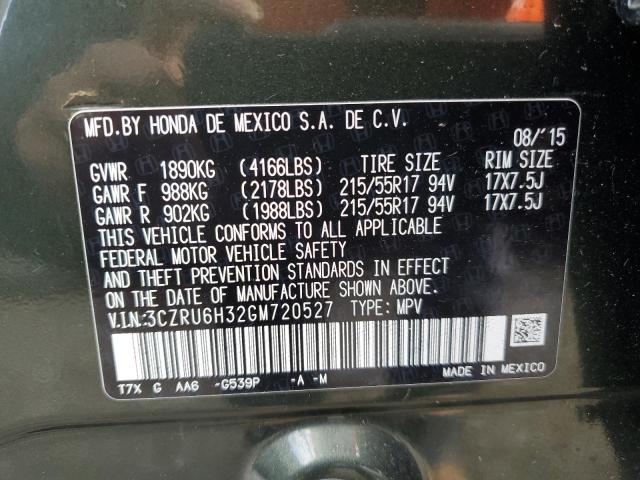 2016 HONDA HR-V 3CZRU6H32GM720527