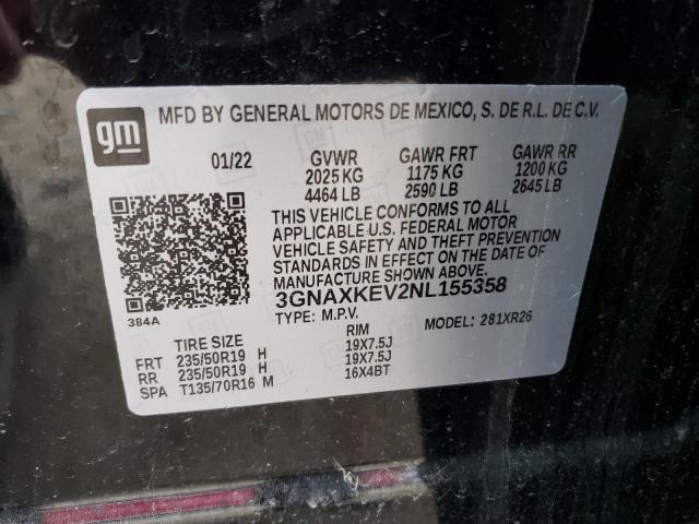 3GNAXKEV2NL155358 | 2022 CHEVROLET EQUINOX LT