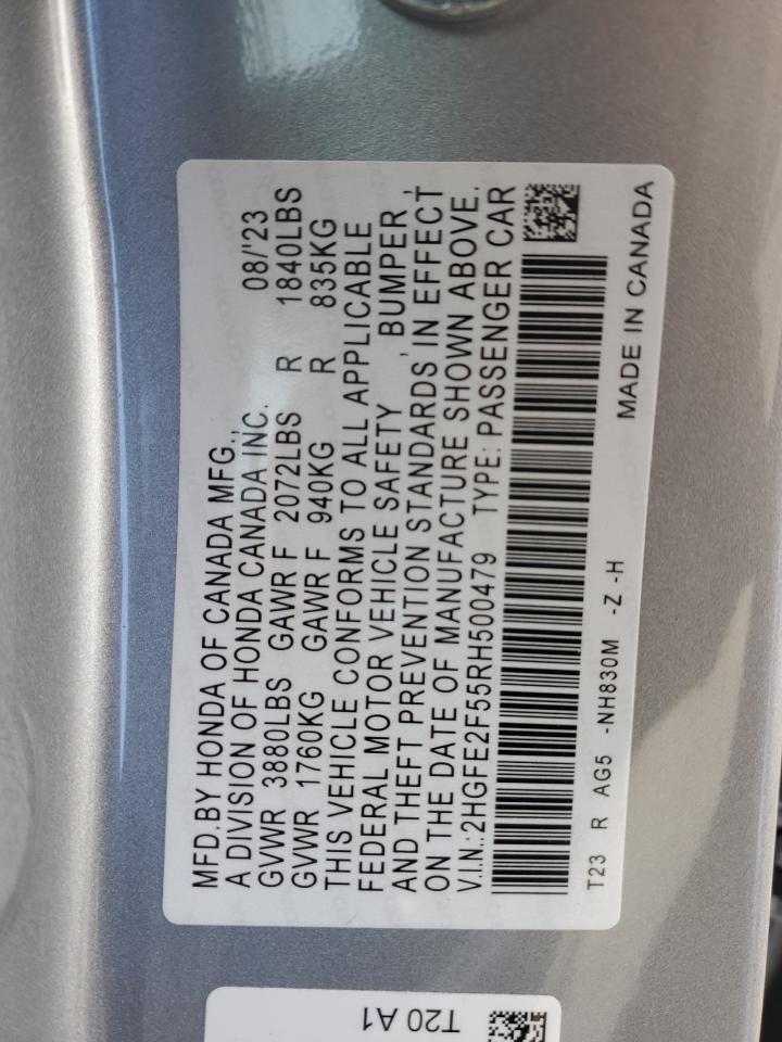 VIN: 2HGFE2F55RH500479 2024 HONDA CIVIC