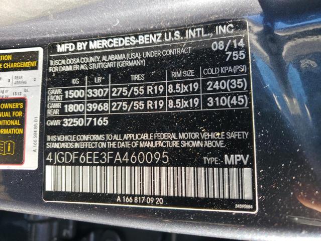 VIN 4JGDF6EE3FA460095 2015 Mercedes-Benz GL-Class, ... no.12