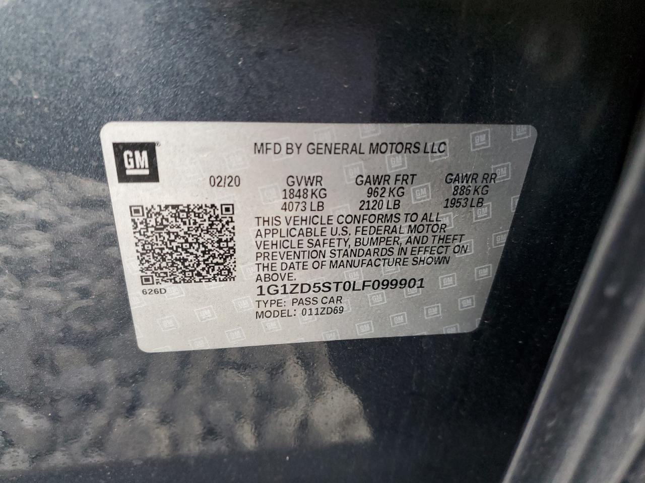 1G1ZD5ST0LF099901 CHEVROLET MALIBU 2020