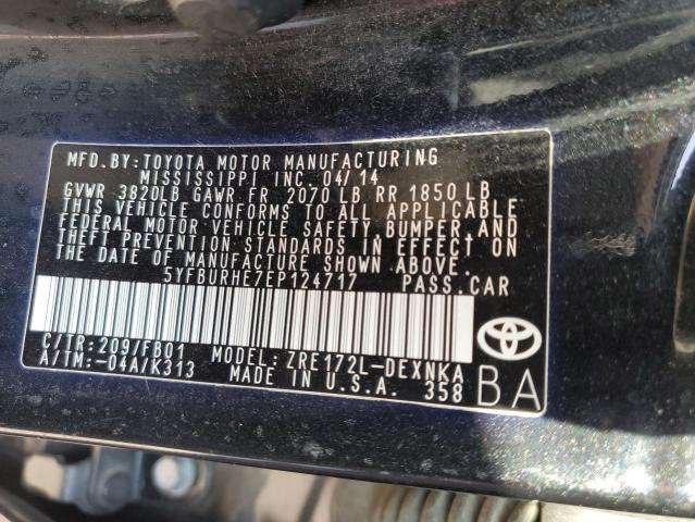 5YFBURHE7EP124717 | 2014 TOYOTA COROLLA L