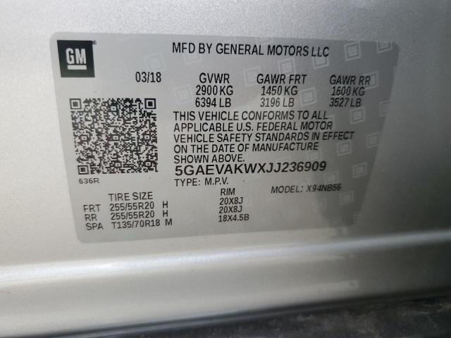 5GAEVAKWXJJ236909 | 2018 BUICK ENCLAVE ES