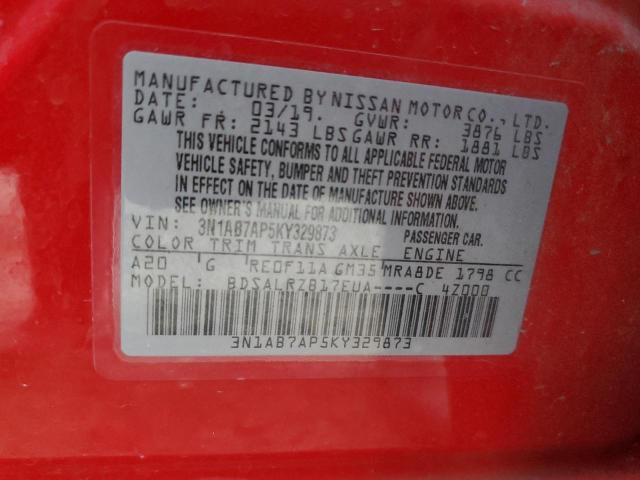 3N1AB7AP5KY329873 | 2019 NISSAN SENTRA S