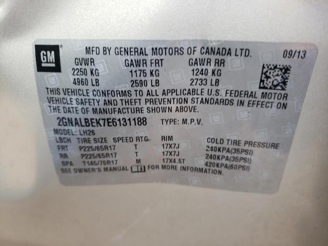 2GNALBEK7E6131188 | 2014 CHEVROLET EQUINOX LT