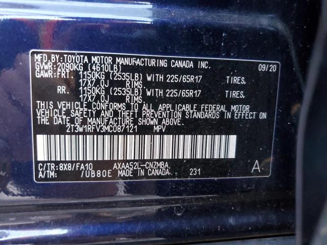 2T3W1RFV3MC087121 | 2021 TOYOTA RAV4 XLE