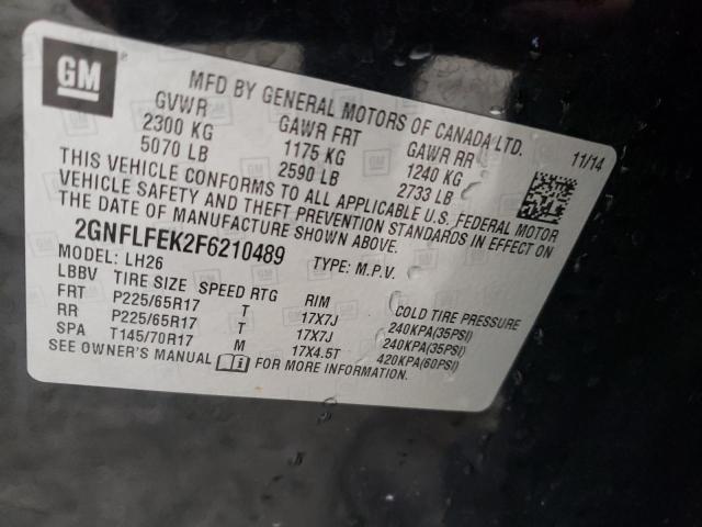 2GNFLFEK2F6210489 | 2015 CHEVROLET EQUINOX LT